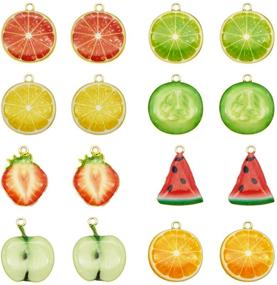 img 4 attached to JJGQAZ 32pcs Gold Plated Enamel Fruit Charms for DIY Earrings, Necklaces, Bracelets