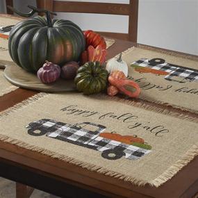 img 1 attached to 🚜 Elrene Home Fashions Farmhouse Living Happy Fall Y'all Farm Truck Burlap Placemat Set - Natural, 13" x 19" - Pack of 4