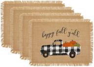 🚜 elrene home fashions farmhouse living happy fall y'all farm truck burlap placemat set - natural, 13" x 19" - pack of 4 logo