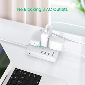 img 3 attached to 💡 JACKYLED Desktop Power Strip with 3 Outlets, 3 USB Ports, and 5 ft Extension Cord for Home Office Charging Multiple Devices, Travel Dorm RV Camper Essentials - White