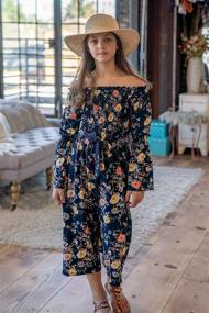 img 3 attached to Stylish Smukke Printed Smocking Detailed Jumpsuits: Trendy Girls' Clothing for Jumpsuits & Rompers