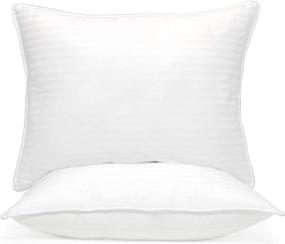 img 4 attached to 💤 Premium Queen Size Pillow Set (20x30 inch) - 2-Pack for a Perfect Night's Sleep - Soft Goose Down Alternative Material