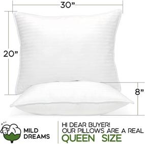 img 3 attached to 💤 Premium Queen Size Pillow Set (20x30 inch) - 2-Pack for a Perfect Night's Sleep - Soft Goose Down Alternative Material