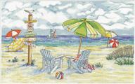 🏖️ design works crafts inc. beach signs counted cross stitch kit, 11'' x 18'', multicolor logo