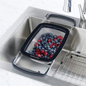 img 2 attached to KitchenAid Stainless Steel Colander - Expandable, One Size, Black