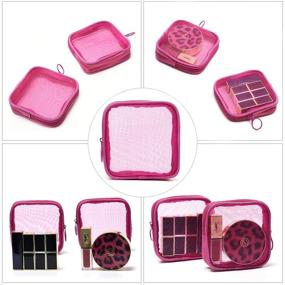 img 2 attached to 🛁 Transparent Mesh Travel Toiletry Bag, Portable Standing Pouch for Shaving and Washing, Organizer for Personal Care Trip, Pack of 2 (Size S), Pink
