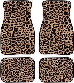 img 4 attached to KEIAHUAN Leopard Pattern Rubber Backing Floor Mats For Cars Front And Rear Universal Fit Mat For Car