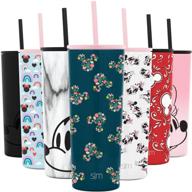 🐭 disney mickey mouse floral riptide insulated tumbler: reusable stainless steel travel cup with straw lid - 24oz логотип