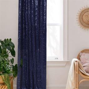 img 1 attached to PartyDelight Dark Blue 2FT X 8FT Sparkly Sequin Backdrop Curtains