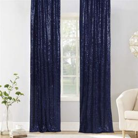 img 3 attached to PartyDelight Dark Blue 2FT X 8FT Sparkly Sequin Backdrop Curtains