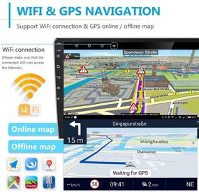 img 1 attached to Автомагнитола с сенсорным экраном размером 10.1 дюйма и функцией GPS-навигации, Bluetooth, FM-радио, WiFi, USB, функцией Mirror Link для телефонов Android/iOS, раздельным экраном и поддержкой камеры заднего вида.