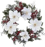 nearly natural snowed magnolia wreath logo