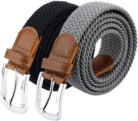 img 4 attached to 👔 Black Buckle Stretch Men's Belt Accessory by Maikun: Effortlessly Enhance Comfort and Style