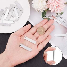 img 2 attached to 30pcs Rectangle Stainless Steel Charms Stamping Blank Tags 40x9x1mm for 🔖 Pet Luggage Shop Door, Pendant Making - 2mm Hole, Stainless Steel Color