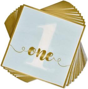 img 1 attached to 🎉 Blue and Gold Dot 1st Birthday Boy Decorations Party Supplies Set with Plates, Cups, and Napkins – Ideal for a One Year Old Baby Boy's First Celebration