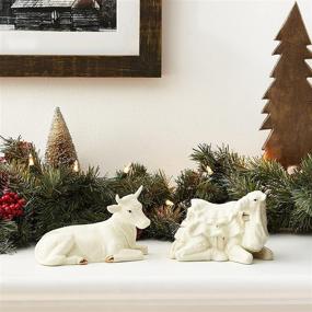 img 1 attached to Belleek Holiday Collection Manger Set: Classic White Beauty for your Festive Décor