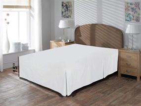 img 1 attached to 🏨 Hotel Class 600TC King Size Bed Skirt - 10" Drop Length, Pleated, Egyptian Cotton, White - Premium Quality and Elegant Design