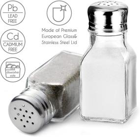 img 3 attached to 🧂 Clear Glass Salt and Pepper Shakers Set - Modern Home and Kitchen Design with Stainless Steel Lids