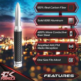 img 2 attached to 🚚 Enhance Truck Style with CK FORMULA 50 Cal Bullet Antenna: Carbon Fiber 5.5” Silver Automotive Replacement | AM/FM Radio Compatibility, Anti Theft Design, Car Wash Safe - Premium Quality!