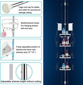 img 3 attached to 🚿 YEHOME Adjustable Stainless Steel Shower Caddy Tension Pole: Convenient Corner Shelf for Shower Cubicle and Bathtub (Triangle 01)