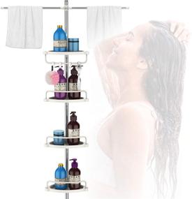 img 4 attached to 🚿 YEHOME Adjustable Stainless Steel Shower Caddy Tension Pole: Convenient Corner Shelf for Shower Cubicle and Bathtub (Triangle 01)
