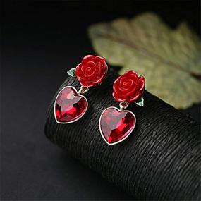 img 3 attached to 🌹 Yifnny Flower Earrings: Vintage Simulated Ruby Heart Red Rose Studs for Women- Hypoallergenic Gold Plated Dangle Jewelry