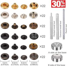 img 3 attached to 🔒 Set of 132 0.49 inch Metal Button Snaps - Leather Snap Fasteners Kit with 4 Installation Tools, 6 Color Options. Ideal for Clothes, Jackets, Jeans, Bracelets, Bags.