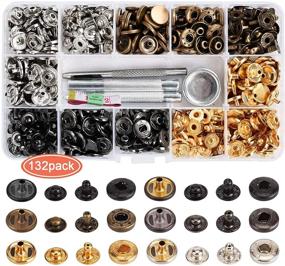 img 4 attached to 🔒 Set of 132 0.49 inch Metal Button Snaps - Leather Snap Fasteners Kit with 4 Installation Tools, 6 Color Options. Ideal for Clothes, Jackets, Jeans, Bracelets, Bags.