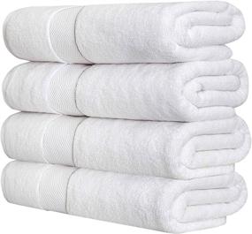 img 3 attached to Bumble Luxury Thick Bath Towels (30” x 60”) - Heavy Weight, 100% Combed Cotton, Ultra Soft & Highly Absorbent White Bath Sheet, 800 GSM - Pack of 4