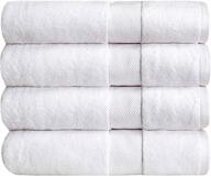 bumble luxury thick bath towels (30” x 60”) - heavy weight, 100% combed cotton, ultra soft & highly absorbent white bath sheet, 800 gsm - pack of 4 logo