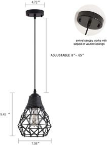 img 1 attached to Rustic Industrial Black Woven Pendant Light: Stylish Metal and 🏭 Hemp Rope Mini Fixture for Kitchen Island, Cafe, Bar, and Farmhouse