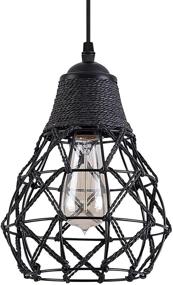 img 4 attached to Rustic Industrial Black Woven Pendant Light: Stylish Metal and 🏭 Hemp Rope Mini Fixture for Kitchen Island, Cafe, Bar, and Farmhouse