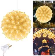 🎄 6-inch christmas starlight sphere outdoor clear lighted ball hanging lights with 100 replaceable bulbs for xmas indoor party wedding home commercial decorations: stackable plug логотип