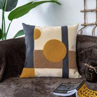 🌟 vanncio vintage decorative throw pillow cover: rustic retro accent pillowcase for mid century boho decor - geometric patterned cushion sham (square 18 inches, 1 pc, gold brown) логотип