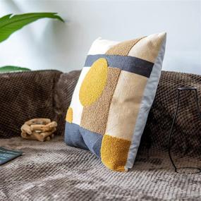 img 3 attached to 🌟 VANNCIO Vintage Decorative Throw Pillow Cover: Rustic Retro Accent Pillowcase for Mid Century Boho Decor - Geometric Patterned Cushion Sham (Square 18 inches, 1 PC, Gold Brown)