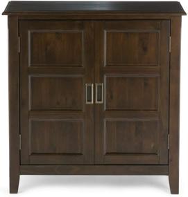 img 1 attached to 🔲 SimpliHome Burlington Solid Wood Low Storage Cabinet: 30-inch Wide Traditional Mahogany Brown Design with 2 Doors & 2 Adjustable Shelves