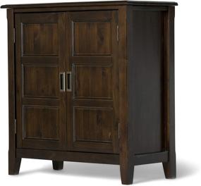 img 3 attached to 🔲 SimpliHome Burlington Solid Wood Low Storage Cabinet: 30-inch Wide Traditional Mahogany Brown Design with 2 Doors & 2 Adjustable Shelves