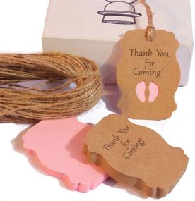 img 3 attached to 🎉 Pack of 50 Kraft Paper Party Favor Tags, Thank You for Coming Baby Feet Pink Tags - Ideal for Girl's Birthday Party Favors Decorations with Convenient Hole (Pink)