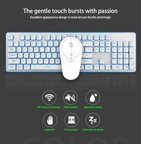 img 3 attached to 💡 Rechargeable Wireless Keyboard and Mouse Combo with Luminous Mute Design for Office, Gaming, Laptop, PC, and Home Use - Silver with Blue Light