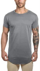 img 4 attached to Longline Bodybuilding Tshirts Reflective Crewneck Men's Clothing for T-Shirts & Tanks