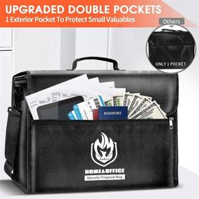 img 2 attached to 🔥 Andyer Upgraded X-Large Two Pockets Fireproof Document Bag 17"x12"x 6”: Durable Waterproof Fabric with Lockable Zipper, Fireproof Money Bag for Home Safe fire & Water Protection