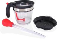 wecker 4 cup fat and gravy separator: 1 liter strainer with bottom release dispense button & turkey baster logo