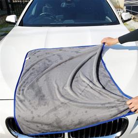 img 2 attached to 🧽 Large Gray 29 x 33 Inches Pack of 2 SHSCLY Microfiber Car Drying Towels