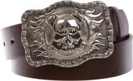 🔥 flame buckle western men's accessories and belts with rectangular skull design logo