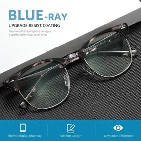 img 3 attached to AOMASTE Blue Light Blocking Glasses for Women Men - Vintage Half Frame UV Clear Lens Anti Eyestrain Computer Gaming Eyewear