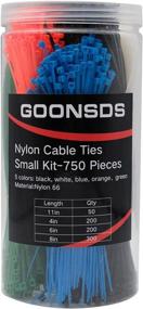 img 4 attached to 750 Pcs GOONSDS Self-Locking Colored Nylon Zip Ties for Indoor and Outdoor Multi-Purpose Electriduct Cable Wire Tie &amp; Adjustable Zip Strap Kit