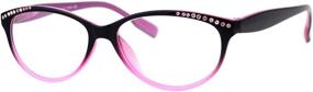 img 4 attached to 👓 Sparkling Elegance: Women's Rhinestone Narrow Oval Cat Eye Reading Glasses