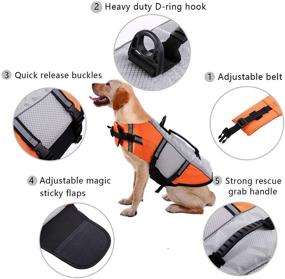 img 3 attached to Durable Reflective Dog Life Vest for Swimming, Kayaking, and Boating - Keep your Pet Safe with this Lifesaver Coat - Ideal for Small, Medium, and Large Breeds - Adjustable, High Visibility, and Quick Release Design - Includes Flotation Device - Swimsuit Preserver - Ripstop Lifevest