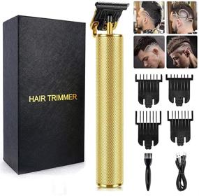 img 4 attached to 🪒 2021 Upgraded Professional Hair Trimmer | Cordless Rechargeable T Blade Trimmers for Men (Gold) | Zero Gapped Haircut, 0mm Baldheaded Beard Trimmer Hair Clipper