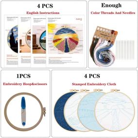 img 3 attached to 🧵 Enhance Your Embroidery Skills with the 4Pack Embroidery Starter Kit-I: Includes Patterns, Instructions, Hoop, Clothes, Thread & More!